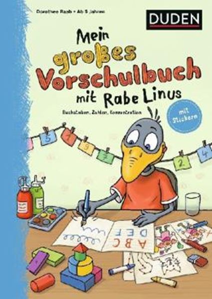 Picture of MEIN GROßES VORSCHULBUCH MIT RABE LINUS - BUCHSTABEN, ZAHLEN, KONZENTRATION - MIT STICKERN